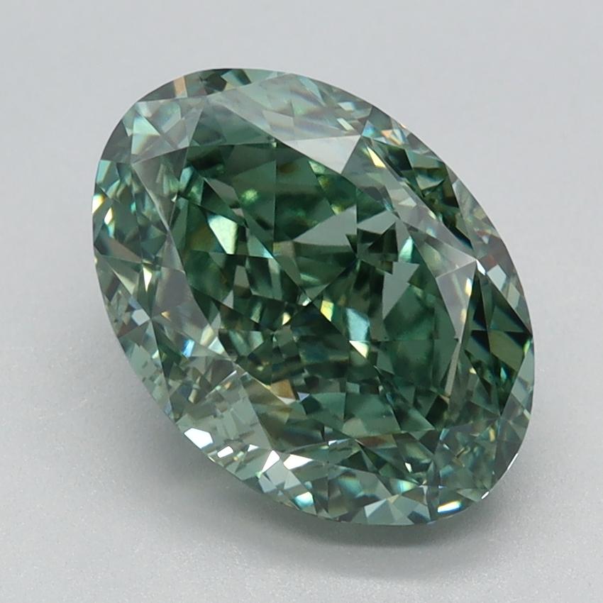 2.66 Ct. Fancy Vivid Bluish Green Oval Lab Grown Diamond