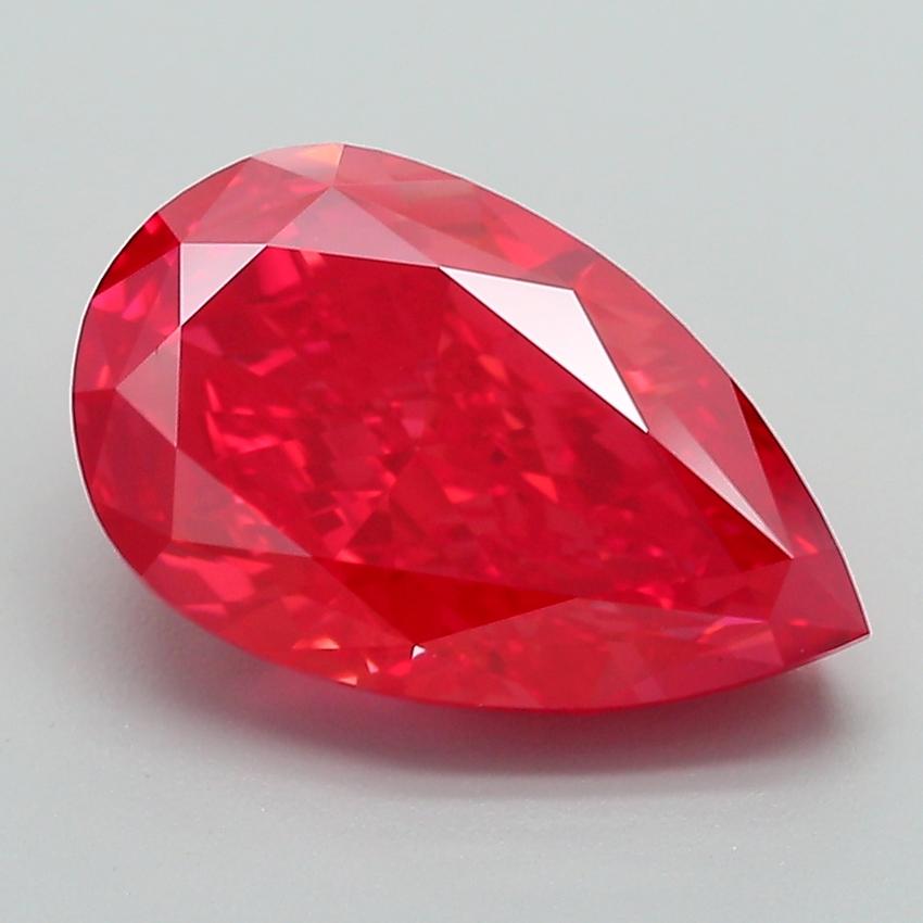 4.03 Ct. Fancy Vivid Red Pear Lab Grown Diamond