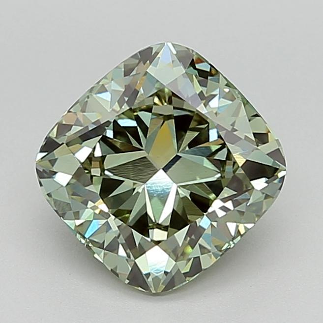 2.77 Ct. Fancy Vivid  Green Cushion Lab Grown Diamond