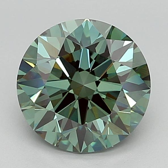 2.63 Ct. Fancy Vivid  Green Round Lab Grown Diamond