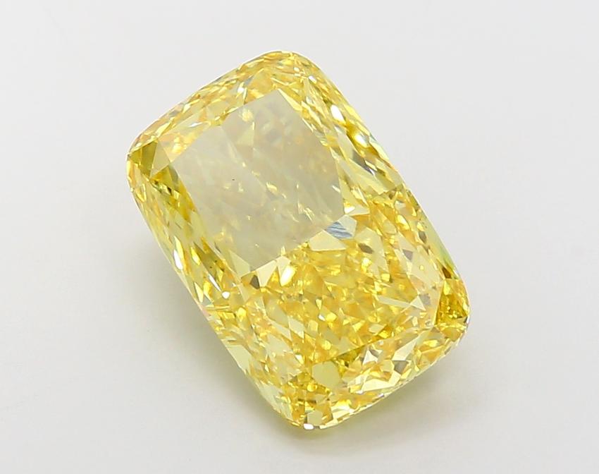 7.68 Ct. Fancy Vivid Yellow Cushion Lab Grown Diamond