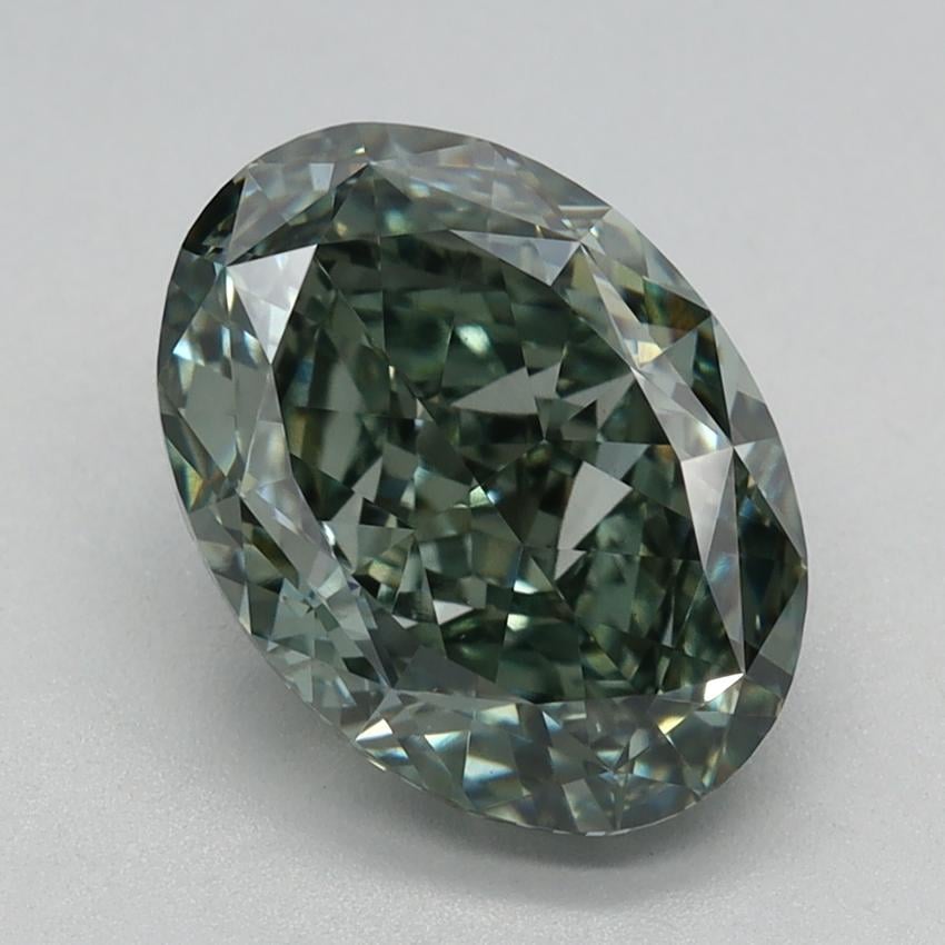 2.38 Ct. Fancy Vivid Green Oval Lab Grown Diamond