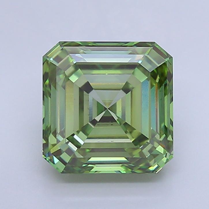 4.74 Ct. Fancy Vivid Green Asscher Lab Grown Diamond
