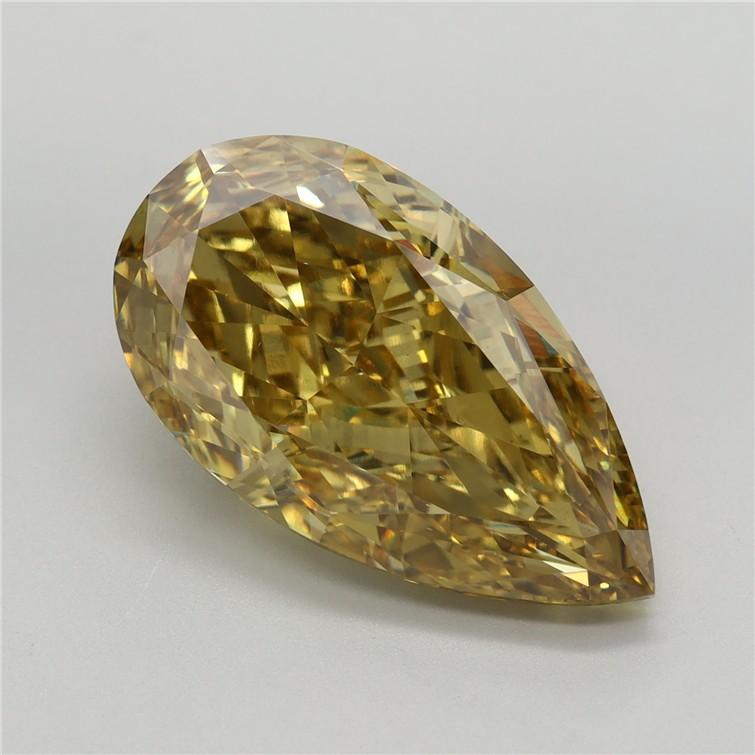 7.14 Ct. Fancy Vivid Greyish Yellow Pear Lab Grown Diamond