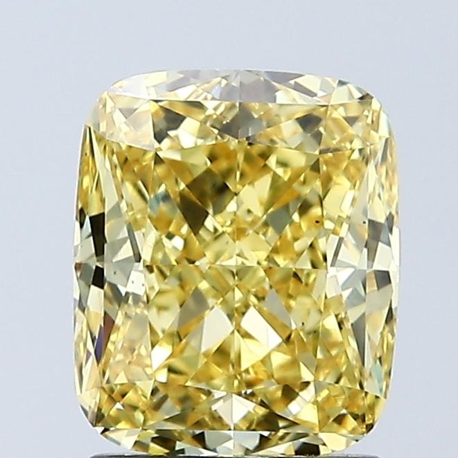 2.06 Ct. Fancy Vivid Yellow Cushion Lab Grown Diamond