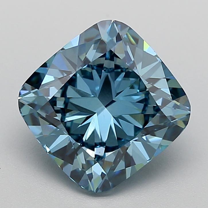 2.72 Ct. Fancy Vivid  Blue Cushion Lab Grown Diamond