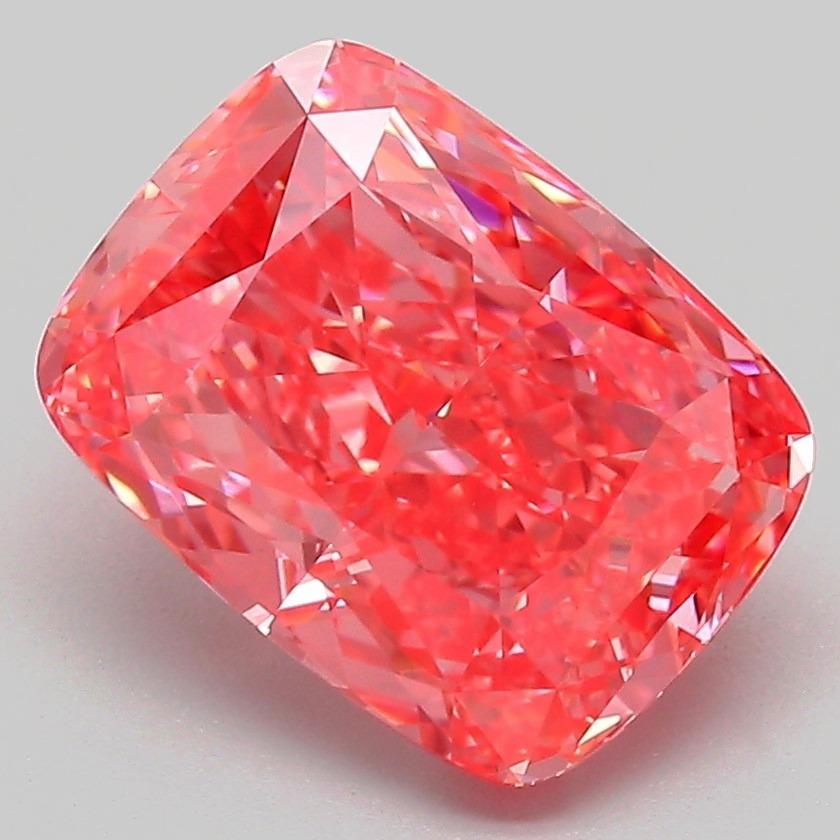 3.19 Ct. Fancy Vivid Pink Cushion Lab Grown Diamond