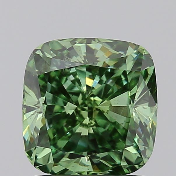 1.48 Ct. Fancy Vivid Green Cushion Lab Grown Diamond