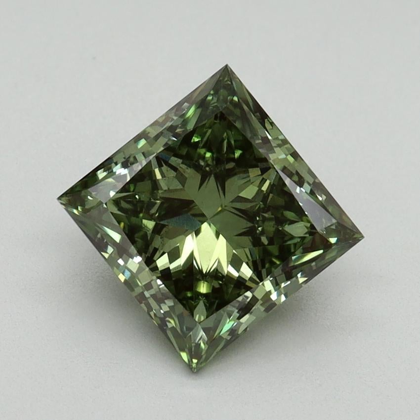 2.02 Ct. Fancy Vivid Green Princess Lab Grown Diamond