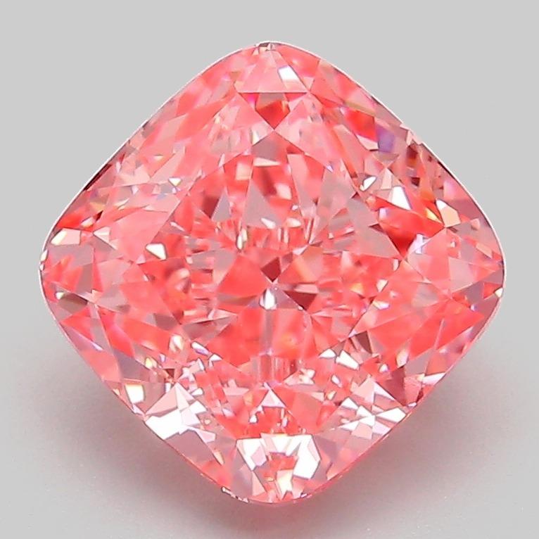 3.06 Ct. Fancy Vivid Pink Cushion Lab Grown Diamond
