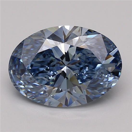 3.16 Ct. Fancy Vivid Blue Oval Lab Grown Diamond
