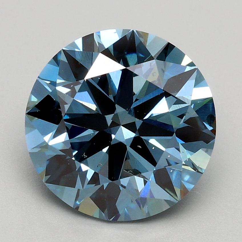 1.97 Ct. Fancy Intense Blue Round Lab Grown Diamond
