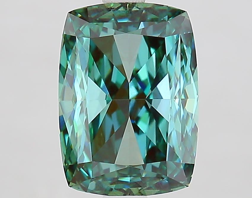 3.02 Ct. Fancy Vivid Green Cushion Lab Grown Diamond