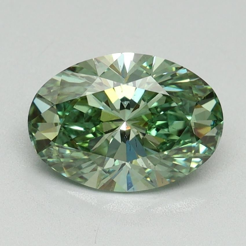 1.64 Ct. Fancy Vivid Green Oval Lab Grown Diamond