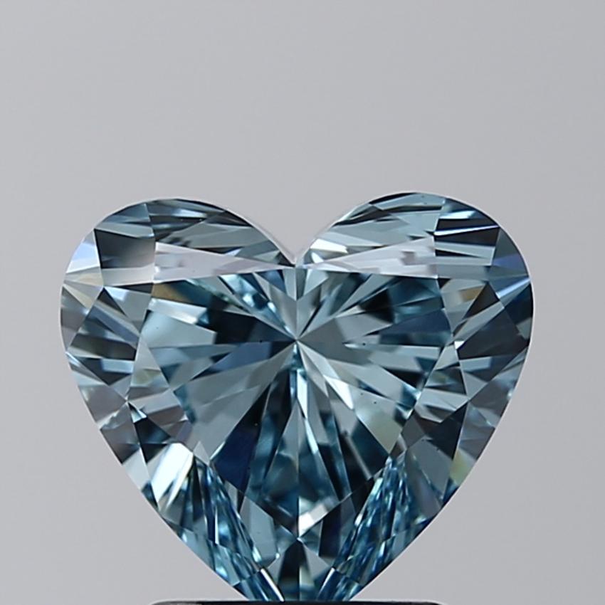 2.01 Ct. Fancy Intense Greenish Blue Heart Lab Grown Diamond