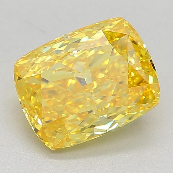 1.30 Ct. Fancy Vivid Yellow Cushion Lab Grown Diamond