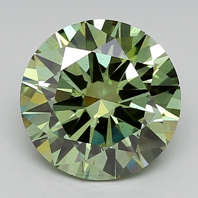 4.00 Ct. Fancy Vivid  Green Round Lab Grown Diamond