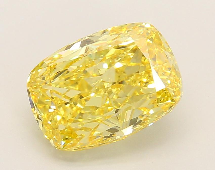 3.61 Ct. Fancy Vivid Yellow Cushion Lab Grown Diamond