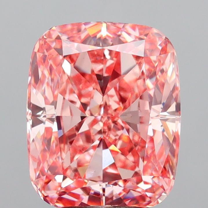 4.15 Ct. Fancy Vivid  Pink Cushion Lab Grown Diamond