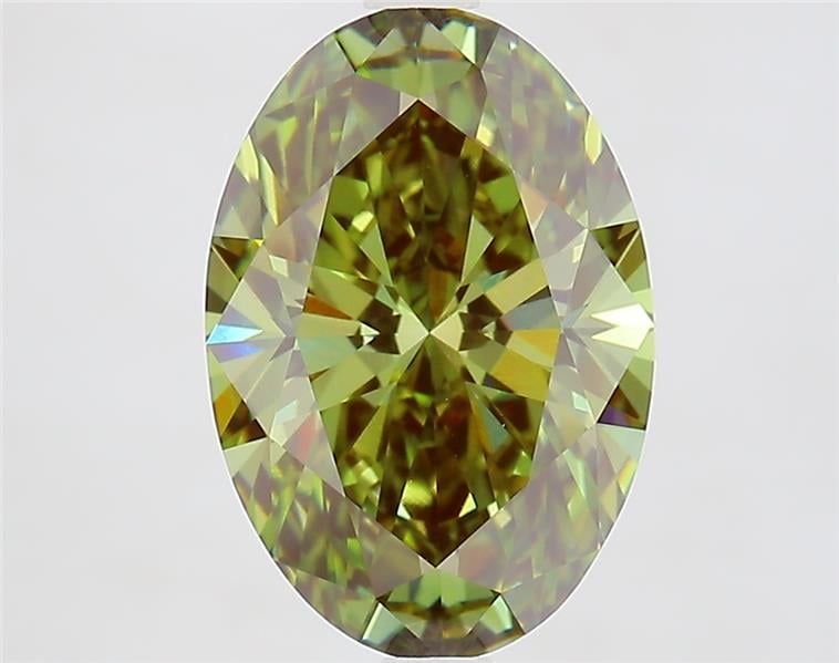 3.71 Ct. Fancy Vivid  Green Oval Lab Grown Diamond
