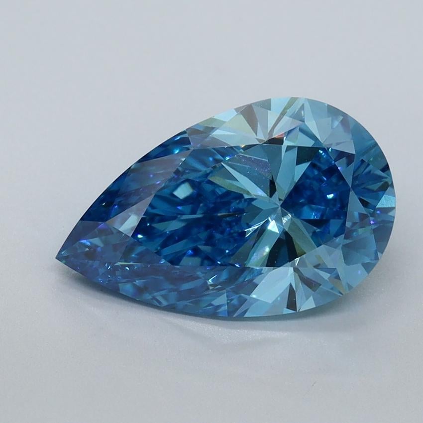 2.53 Ct. Fancy Vivid Malibu Blue Pear Lab Grown Diamond