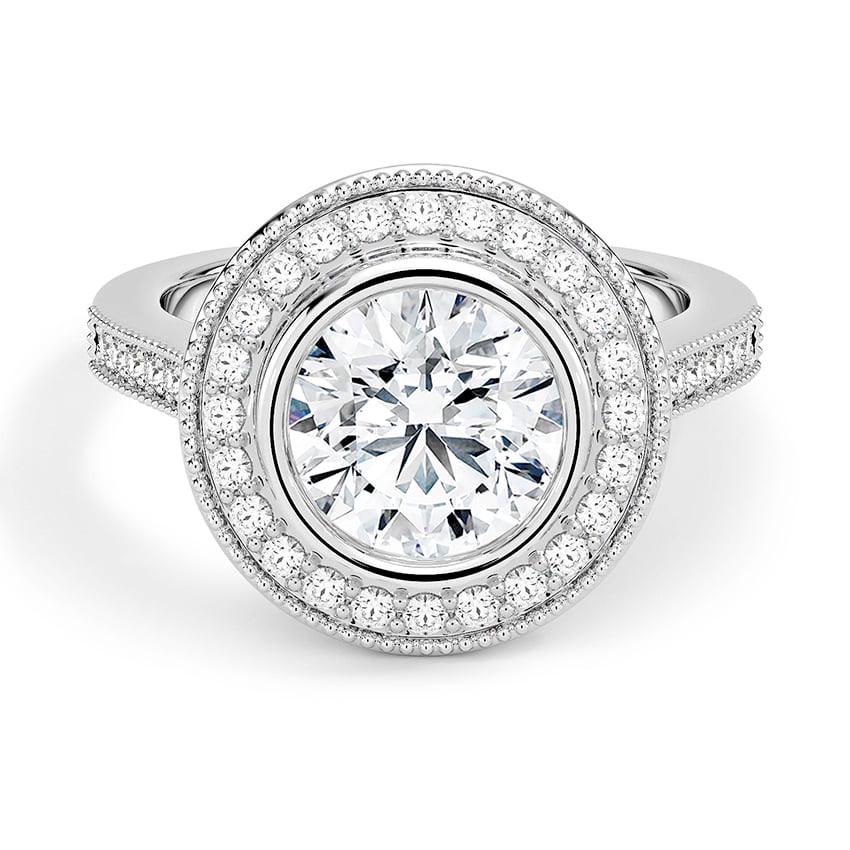 Custom Vintage-Inspired Round Halo Diamond Ring