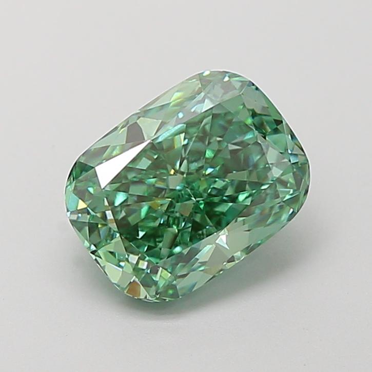 1.81 Ct. Fancy Vivid Green Cushion Lab Grown Diamond