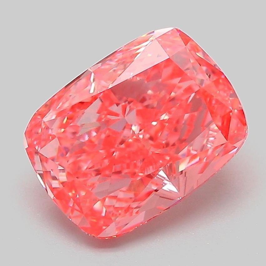 3.19 Ct. Fancy Vivid Pink Cushion Lab Grown Diamond