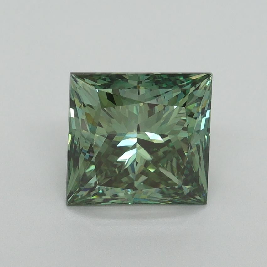 3.05 Ct. Fancy Vivid Green Princess Lab Grown Diamond