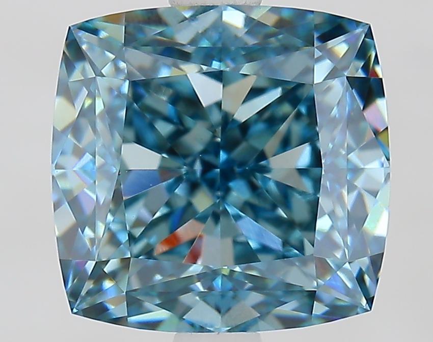 3.08 Ct. Fancy Vivid Blue Cushion Lab Grown Diamond
