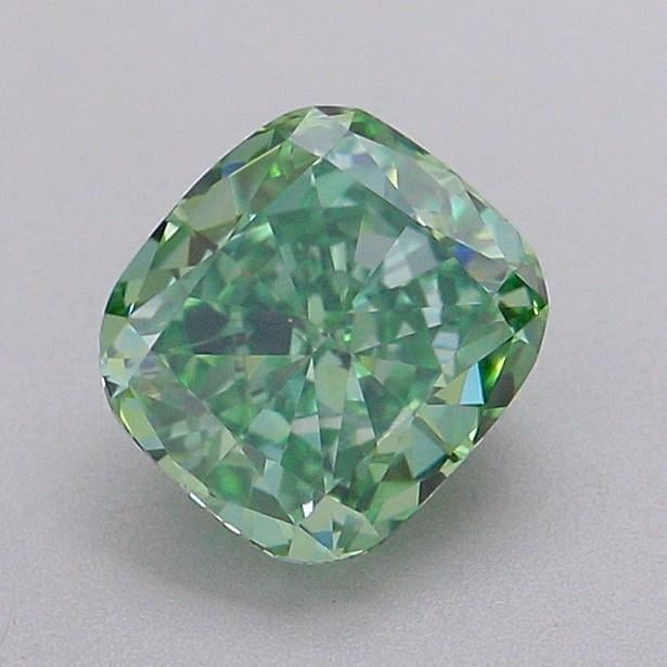 1.10 Ct. Fancy Vivid Green Cushion Lab Grown Diamond