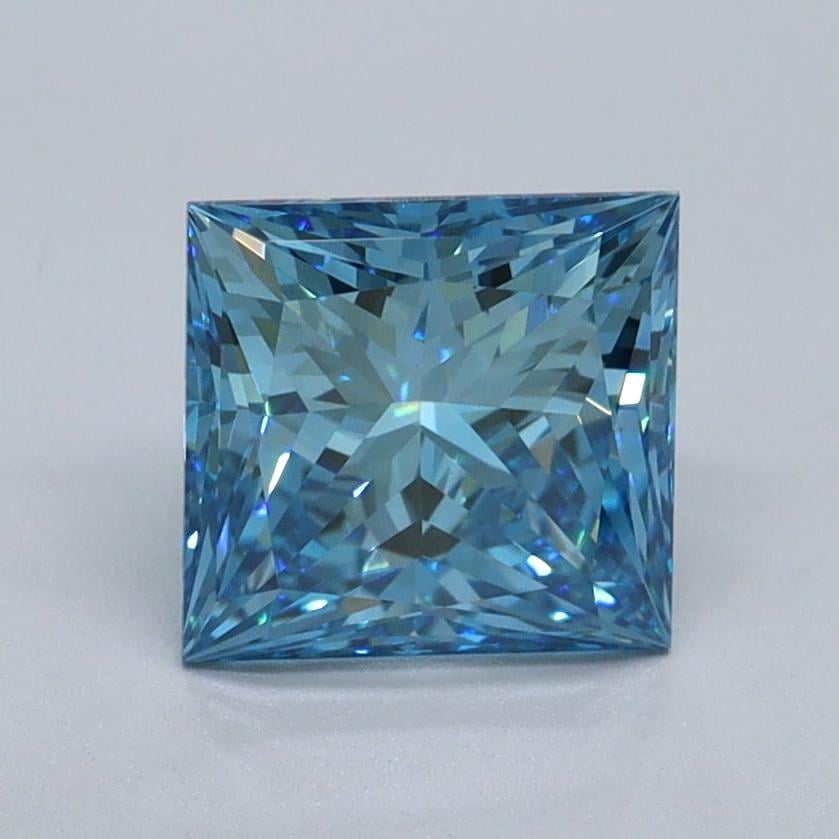 1.53 Ct. Fancy Vivid Malibu Blue Princess Lab Grown Diamond