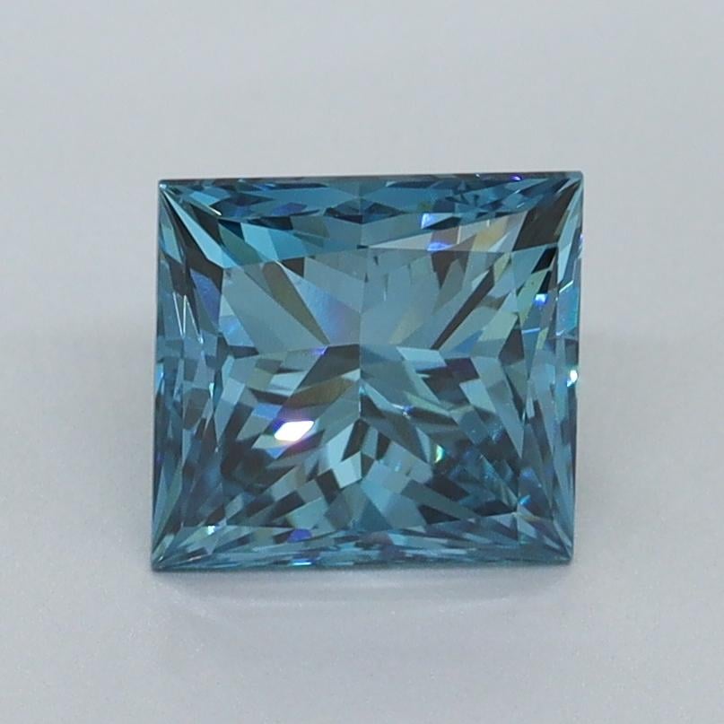 1.52 Ct. Fancy Vivid Malibu Blue Princess Lab Grown Diamond