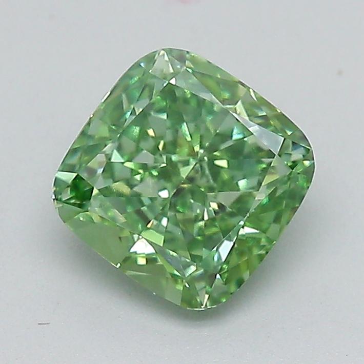 1.02 Ct. Fancy Vivid  Green Cushion Lab Grown Diamond
