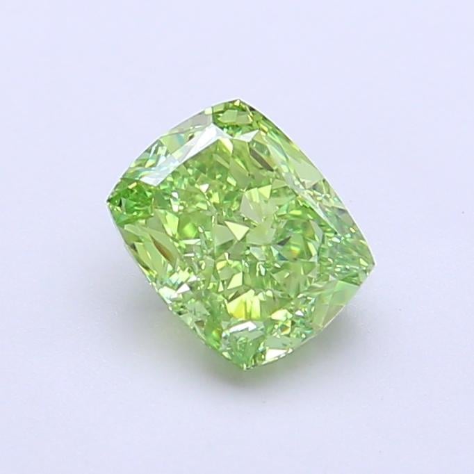 1.06 Ct. Fancy Vivid Green Cushion Lab Grown Diamond