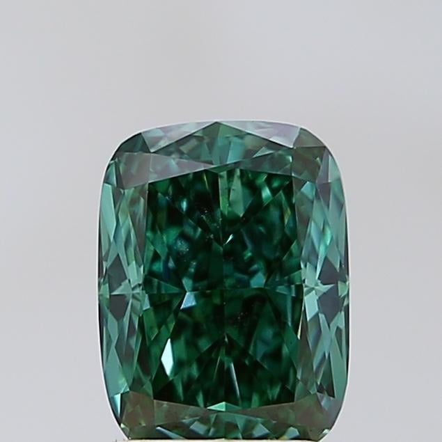 2.01 Ct. Fancy Vivid Green Cushion Lab Grown Diamond