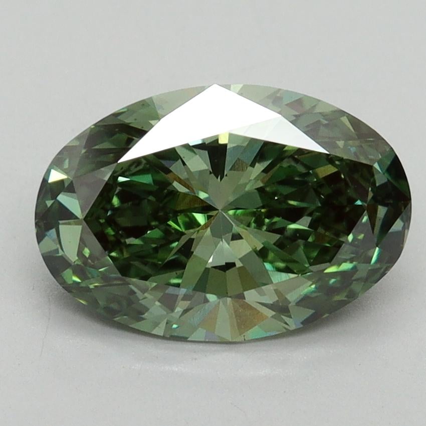 2.01 Ct. Fancy Vivid Pacific Green Oval Lab Grown Diamond