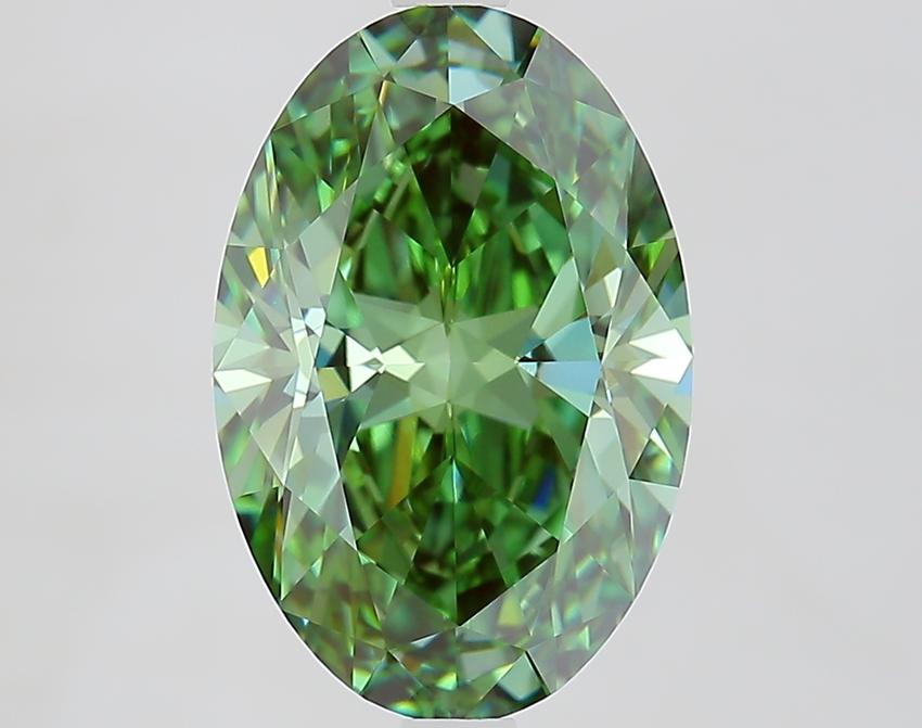 4.02 Ct. Fancy Vivid Green Oval Lab Grown Diamond