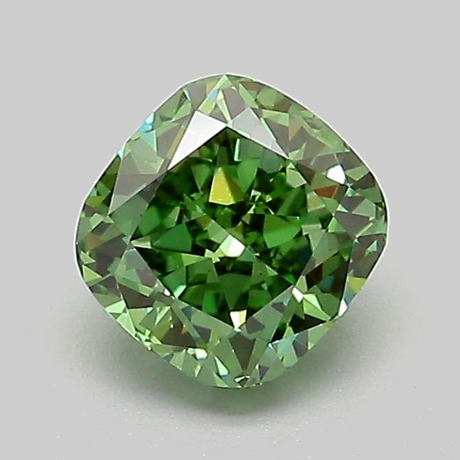 1.01 Ct. Fancy Vivid Green Cushion Lab Grown Diamond