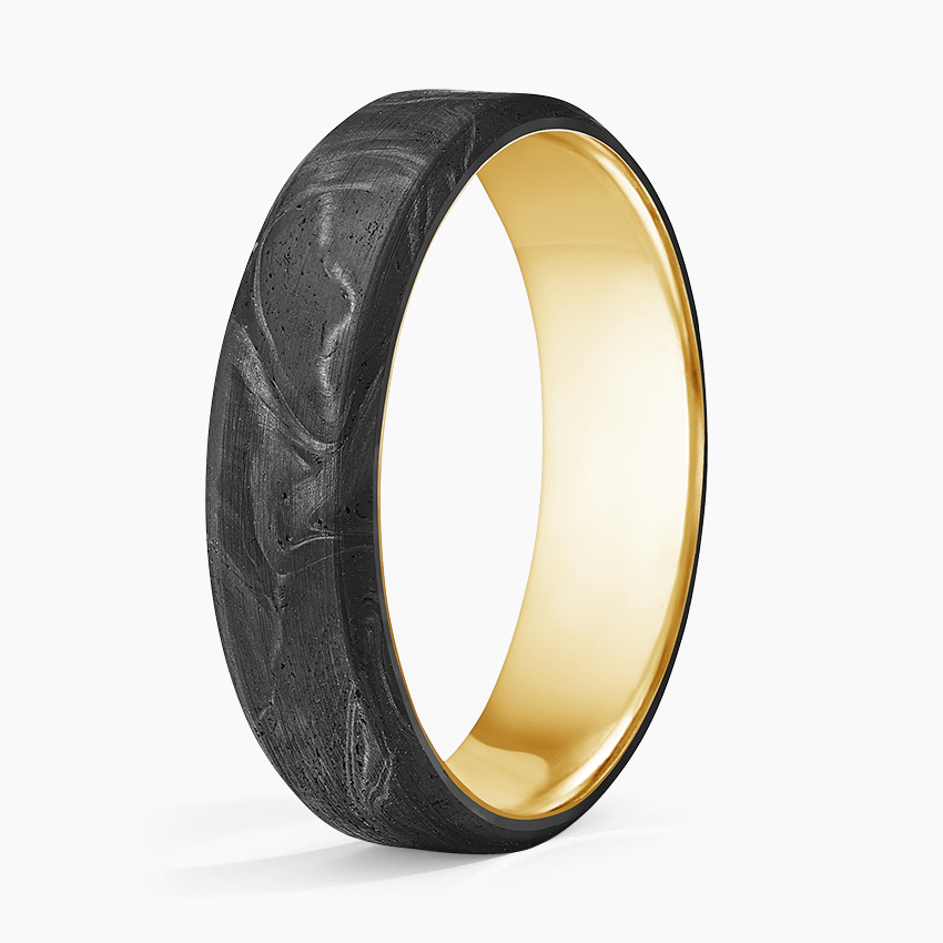 Bennett 6mm Wedding Ring in Forged Carbon and 18K Yellow Gold