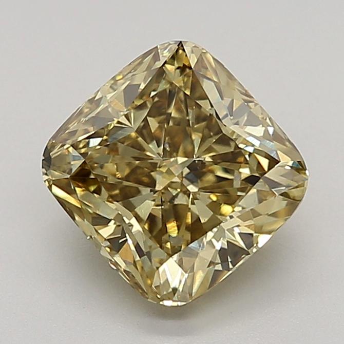2.52 Ct. Fancy Intense Brownish Yellow Cushion Lab Grown Diamond