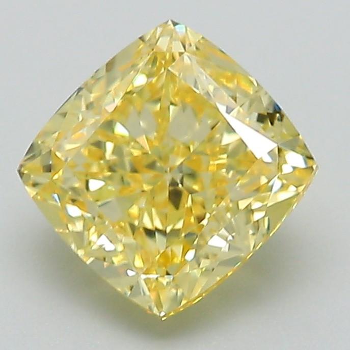 1.79 Ct. Fancy Vivid Yellow Cushion Lab Grown Diamond