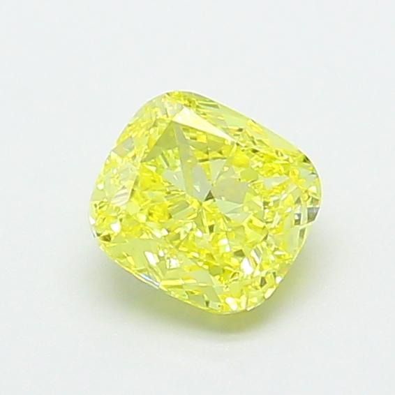 0.89 Ct. Fancy Intense  Yellow Cushion Lab Grown Diamond