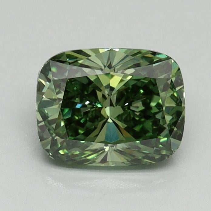 1.02 Ct. Fancy Vivid Green Cushion Lab Grown Diamond