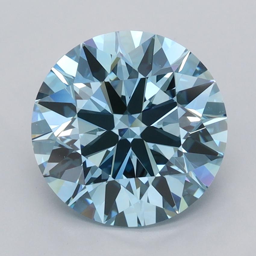 3.03 Ct. Fancy Vivid  Blue Round Lab Grown Diamond