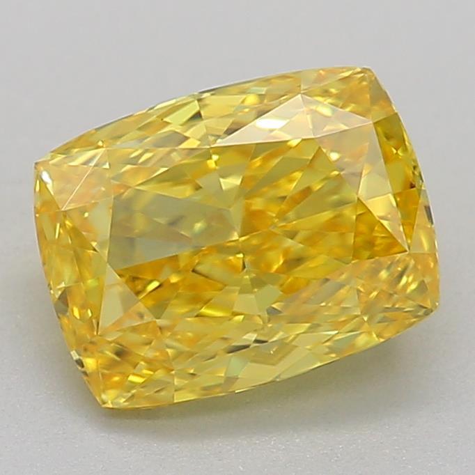 0.90 Ct. Fancy Vivid Yellow Cushion Lab Grown Diamond