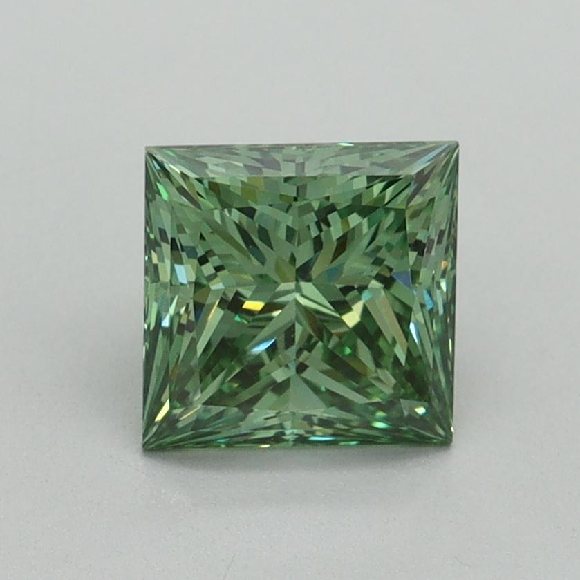 1.30 Ct. Fancy Vivid Green Princess Lab Grown Diamond