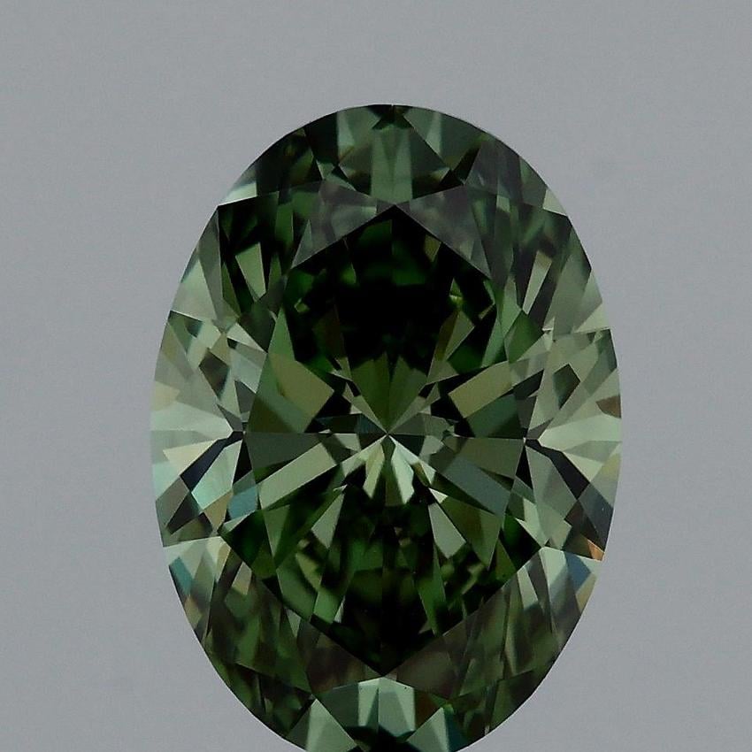 2.10 Ct. Fancy Vivid Green Oval Lab Grown Diamond