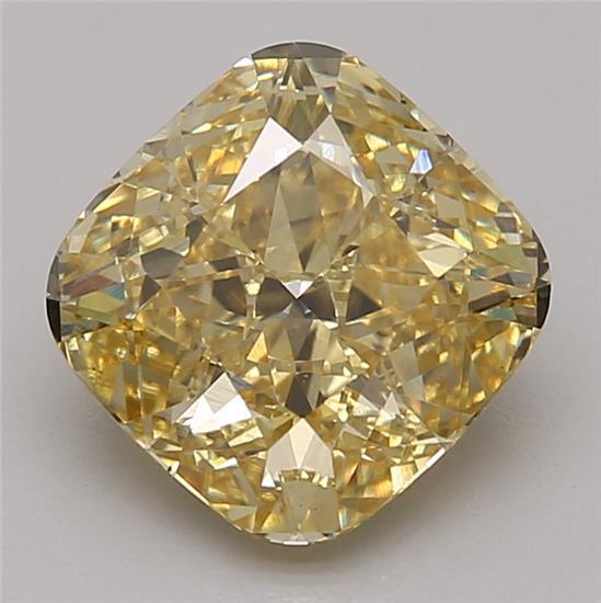 3.09 Ct. Fancy Intense Yellow Cushion Lab Grown Diamond