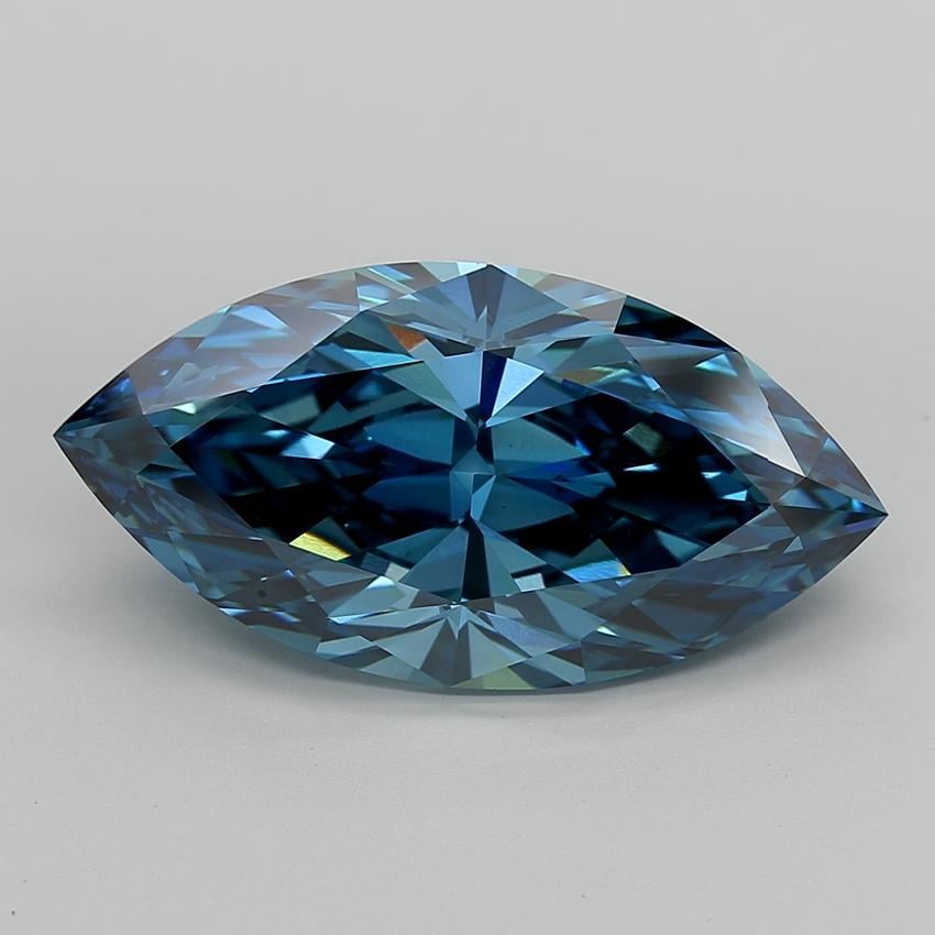 10.71 Ct. Fancy Vivid  Blue Marquise Lab Grown Diamond